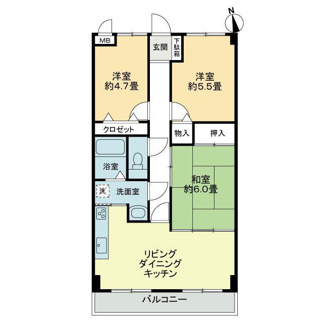 スカール太田(3LDK/6階)の間取り写真