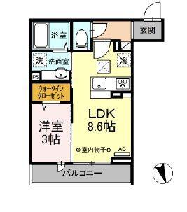 ヴェリテ中神(1LDK/1階)の間取り写真