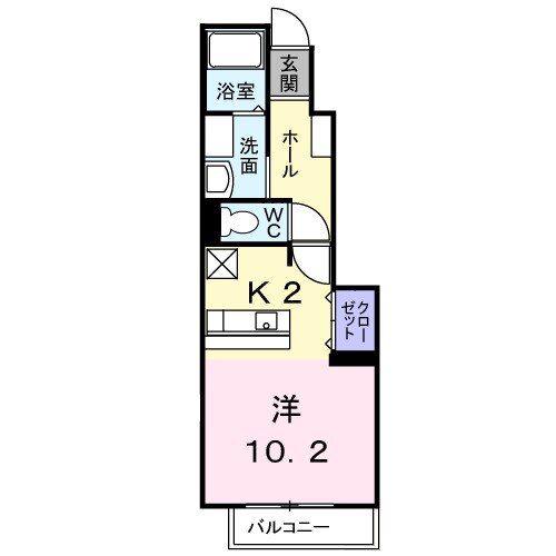 ハイツコンチェルトB(ワンルーム/1階)の間取り写真