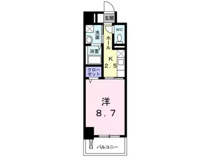 グリシナ(1K/4階)の間取り写真