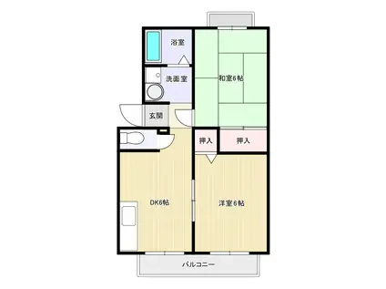 クレール夏見(2DK/2階)の間取り写真