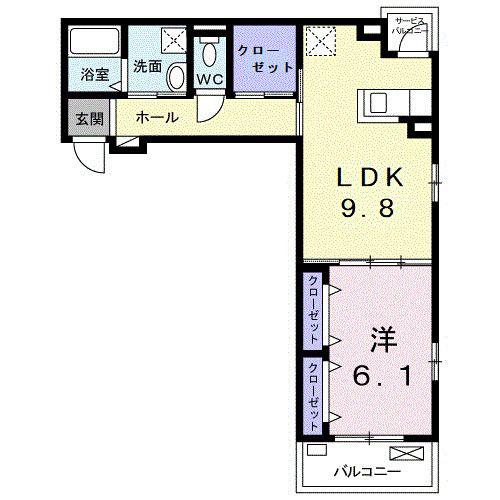 メゾンド・ソレイユ(1LDK/2階)の間取り写真