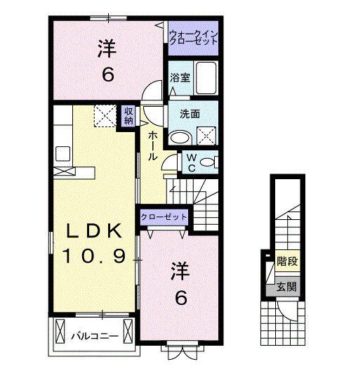 アンヴィーニュ(2LDK/2階)の間取り写真