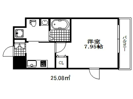 アーバングリーン兵庫ステーションフロント(1K/8階)の間取り写真