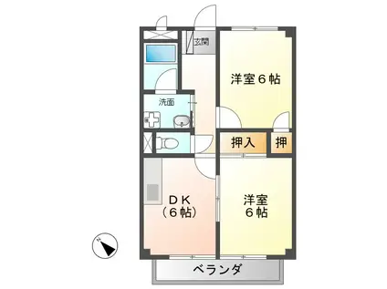 SURPLUSII プラウダ(2DK/1階)の間取り写真