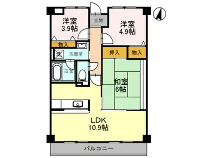 ベレッツァ芦屋・I(3LDK/2階)の間取り写真