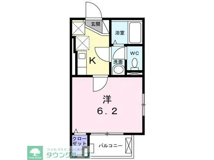 プロムナード町屋(1K/2階)の間取り写真