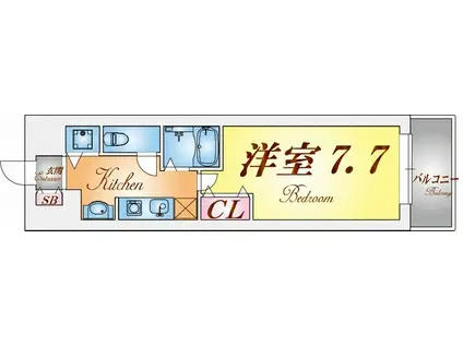 ステーションコートノース(1K/8階)の間取り写真