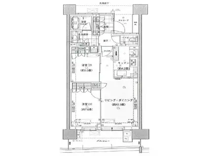 HARUMI FLAG SUN VILLAGE C棟 晴海フラッグサン(2LDK/7階)の間取り写真
