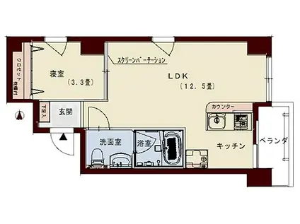 コリドールリブ(1LDK/7階)の間取り写真