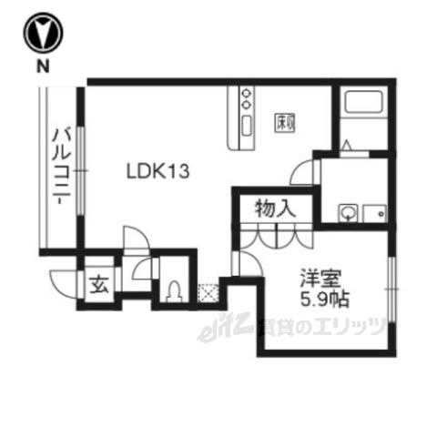 グリーンヒルⅡ(1LDK/1階)の間取り写真
