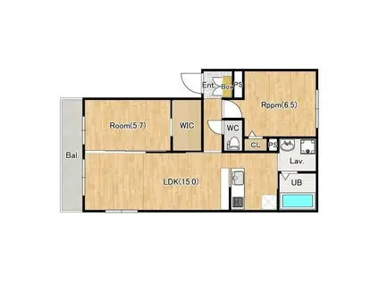 パークフロント府中美好町(2LDK/1階)の間取り写真