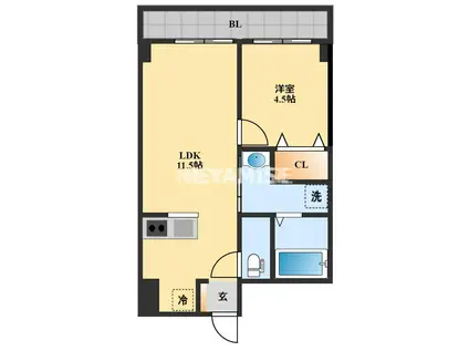 ルーシッド中央(1LDK/3階)の間取り写真