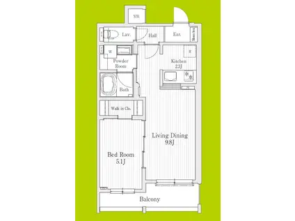 モクシオン大阪ベイ(1LDK/3階)の間取り写真