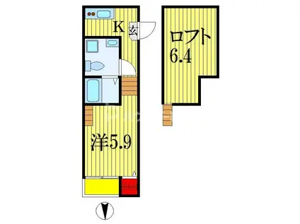 JR京葉線 蘇我駅 徒歩10分 2階建 築14年(1K/1階)の間取り写真
