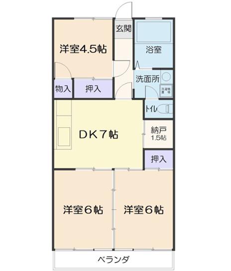 八百ふじ南光台ビル(3DK/4階)の間取り写真