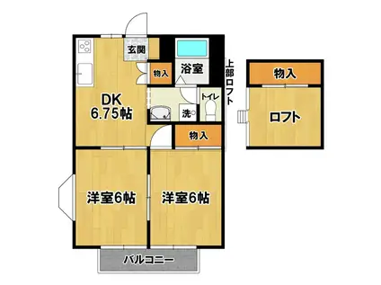 シャトーレイイダ1(2DK/2階)の間取り写真