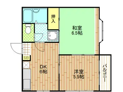 クレール(2DK/2階)の間取り写真