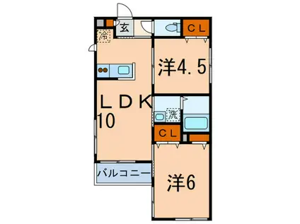 ディモーラ・ビアンカ(2LDK/3階)の間取り写真