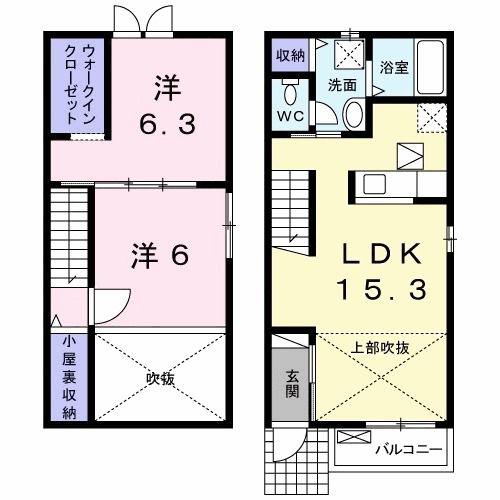 サン・コテージュD(2LDK/1階)の間取り写真