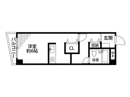 ダイヤモンドハイツ笹口(ワンルーム/4階)の間取り写真