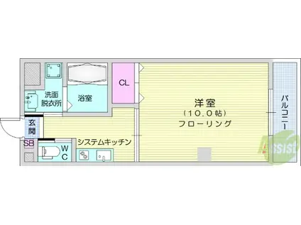 ロックウェル石名坂(1K/1階)の間取り写真