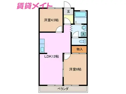 コーポ五反畑(2LDK/1階)の間取り写真