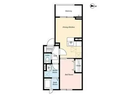 ルボアール箕面A棟(1DK/3階)の間取り写真