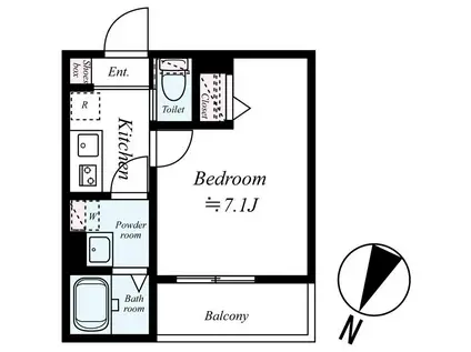 GRADUS狭山ヶ丘II(1K/2階)の間取り写真