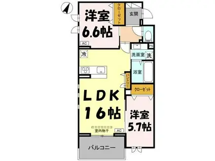 センカⅢ(2LDK/2階)の間取り写真
