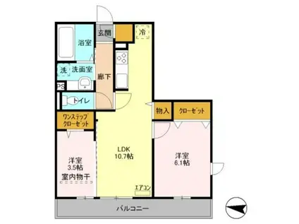 シャルマン元町(2LDK/2階)の間取り写真