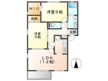 フォブール96 B棟(2LDK/2階)の間取り写真