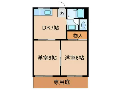 ドミール旭A棟(2DK/1階)の間取り写真