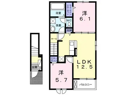 メゾンY&TII(2LDK/2階)の間取り写真