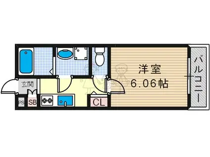 CALM VILLEGE 東田辺(1K/3階)の間取り写真