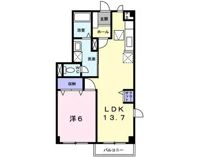 グランベル C(1LDK/1階)の間取り写真