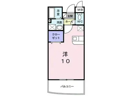 ラ フローラ(ワンルーム/3階)の間取り写真