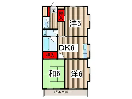 武蔵藤沢駅 徒歩10分 3DK RC造(3DK/4階)の間取り写真