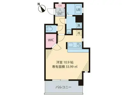 ウィッシュ・スクエア・イースト(1K/4階)の間取り写真