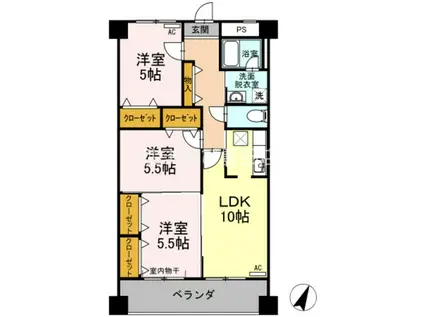 イースト ONE(3LDK/4階)の間取り写真