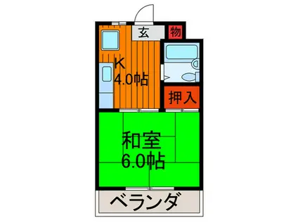 サンリポート香里(1K/3階)の間取り写真