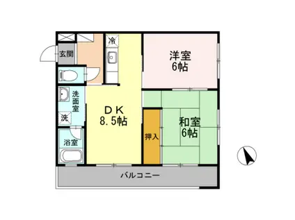 ルネッサ三和町(2DK/2階)の間取り写真