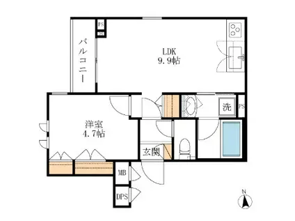 MAISON TI III(1LDK/2階)の間取り写真