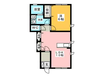 WISTERIA(1LDK/1階)の間取り写真