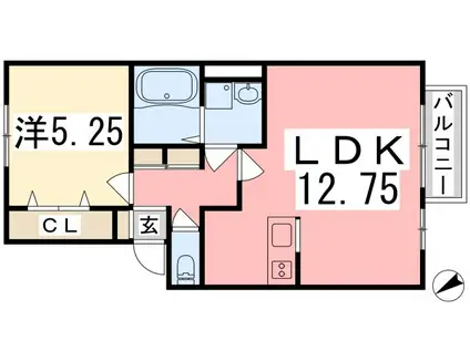 アイグリーン(1LDK/2階)の間取り写真