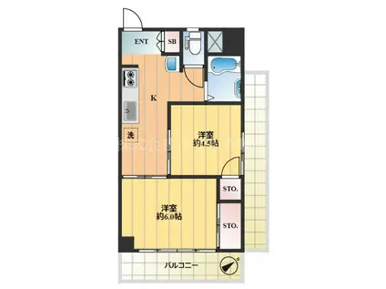 信光ビル(2K/4階)の間取り写真