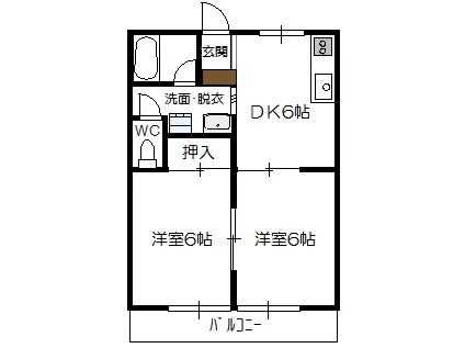 ビューハイツ寺本(2DK/1階)の間取り写真