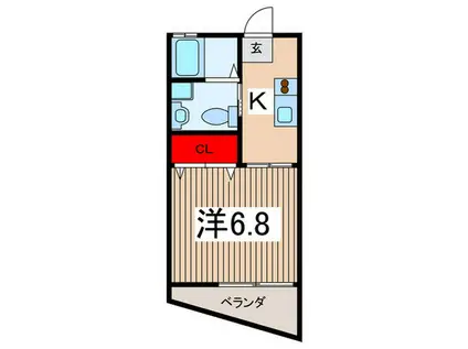 AIFORT久米川(1K/1階)の間取り写真