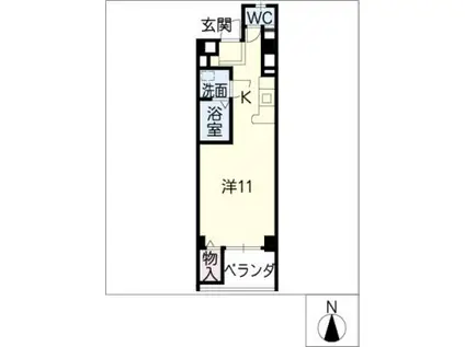 K COURT(ワンルーム/1階)の間取り写真