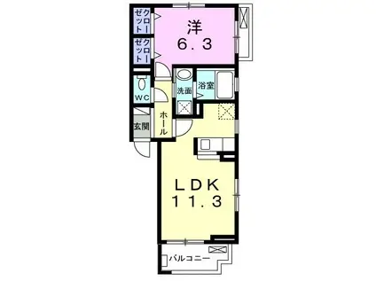 フロレスタ(1LDK/3階)の間取り写真